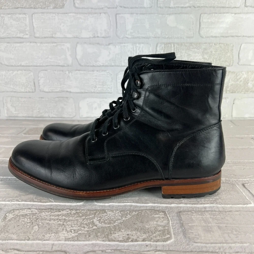 Warfield & Grand Chukka Boots Mens 9.5 Black Leather Lace Up Park Classic Preppy